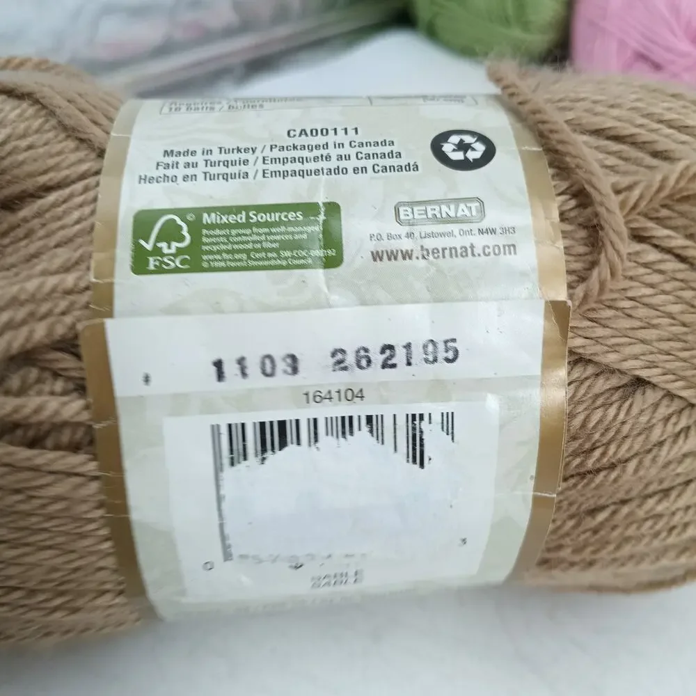 5+ SKEINS Bernat Satin Yarn Vintage Color LOT